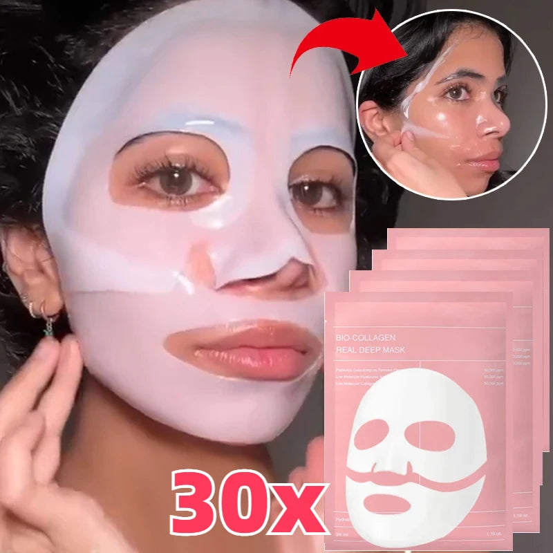 Bio Collagen Face Mask Shrink Pores Deep Hydrating Overnight Mask Moisturizing Refreshing Brightening Face Skin Care